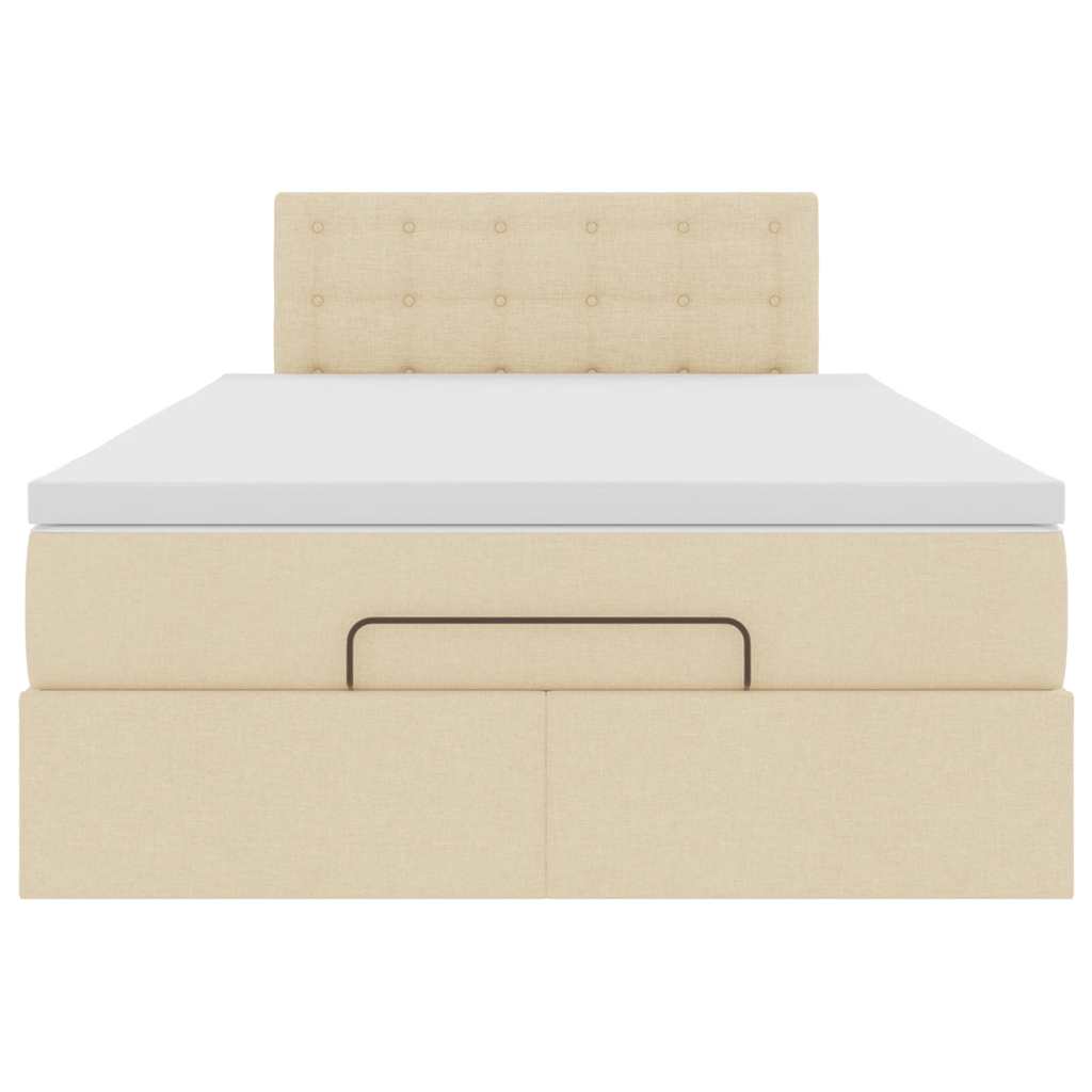 vidaXL Lit ottoman avec matelas crème 120x200 cm Tissu