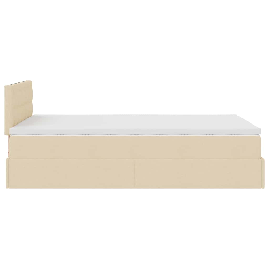 vidaXL Lit ottoman avec matelas crème 120x200 cm Tissu