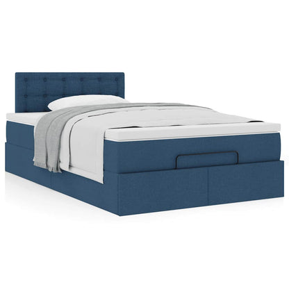 vidaXL Ottoman-Bett mit Matratze Blau 120x200 cm Stoff