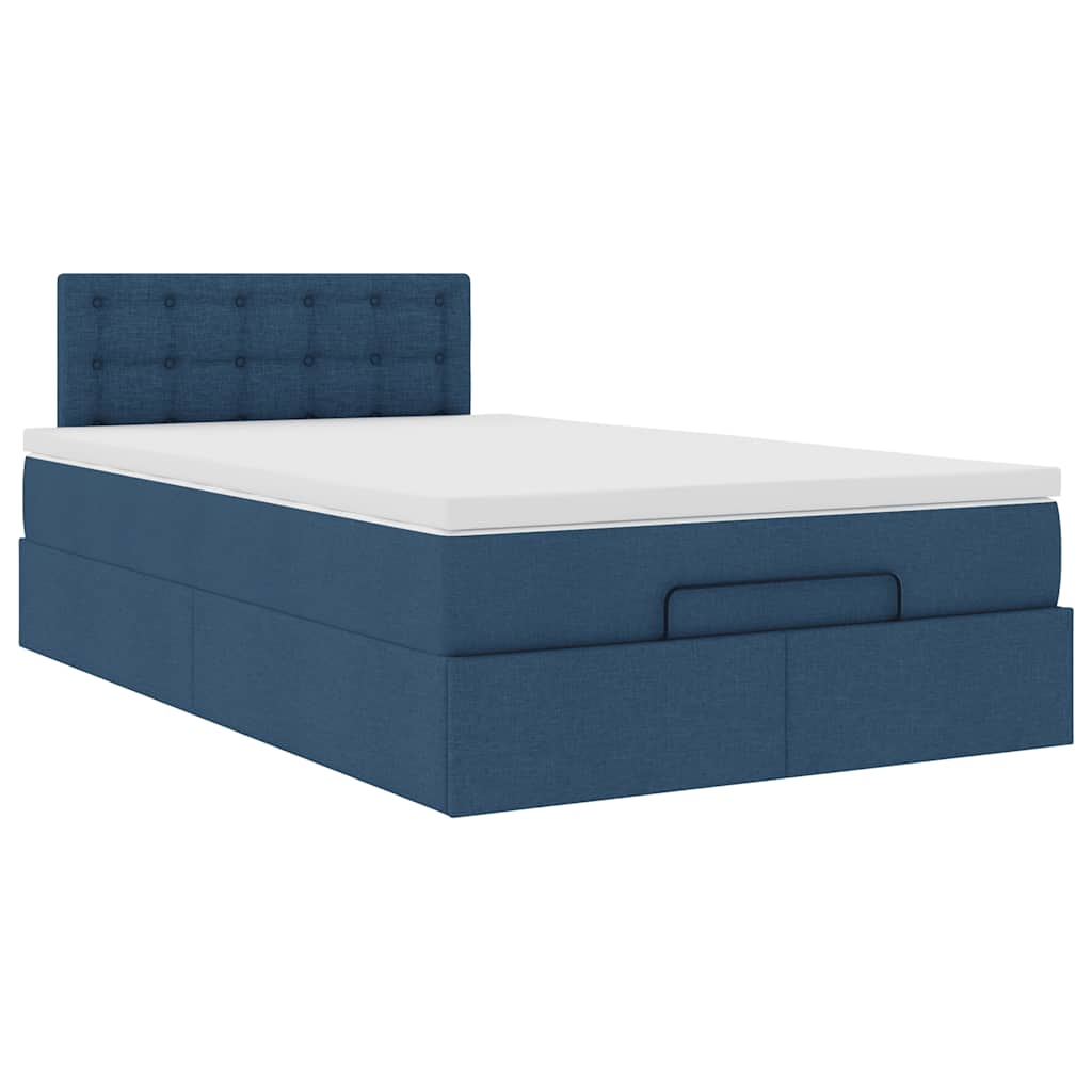 vidaXL Ottoman-Bett mit Matratze Blau 120x200 cm Stoff