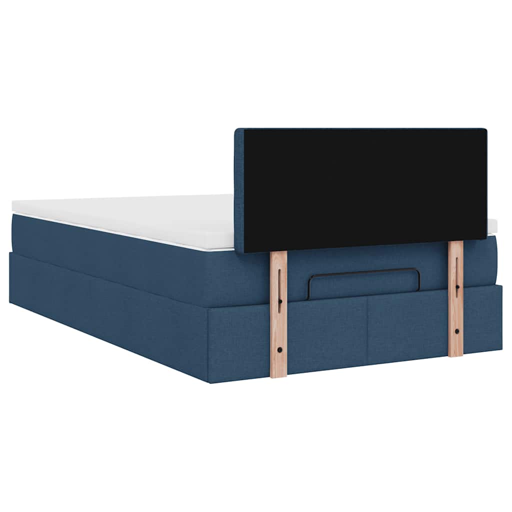 vidaXL Ottoman-Bett mit Matratze Blau 120x200 cm Stoff