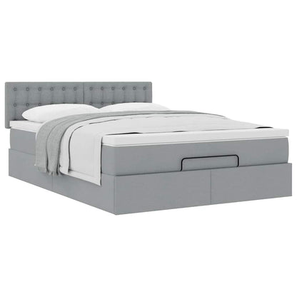 vidaXL Ottoman-Bett mit Matratze Hellgrau 140x190 cm Stoff