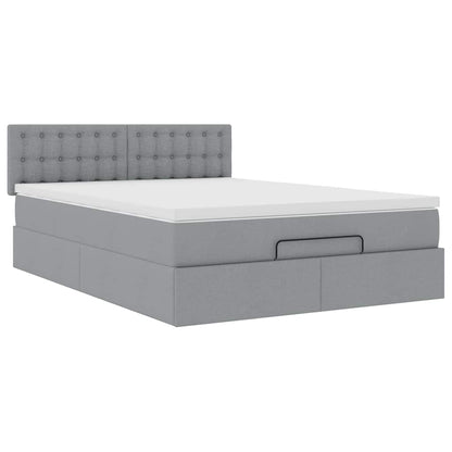 vidaXL Ottoman-Bett mit Matratze Hellgrau 140x190 cm Stoff