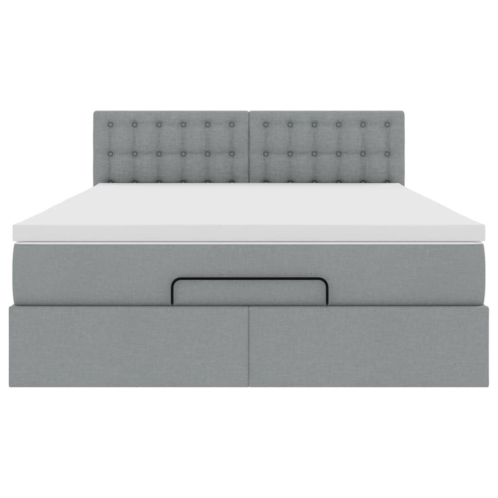 vidaXL Ottoman-Bett mit Matratze Hellgrau 140x190 cm Stoff