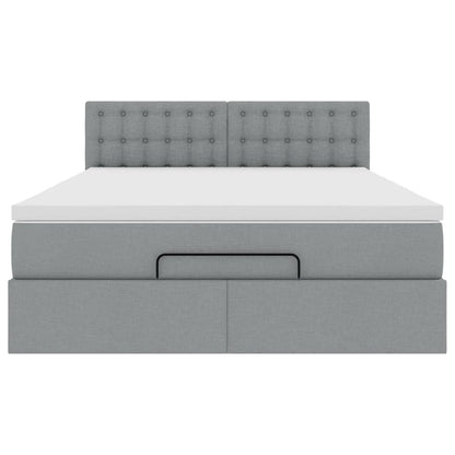vidaXL Ottoman-Bett mit Matratze Hellgrau 140x190 cm Stoff