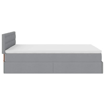 vidaXL Ottoman-Bett mit Matratze Hellgrau 140x190 cm Stoff