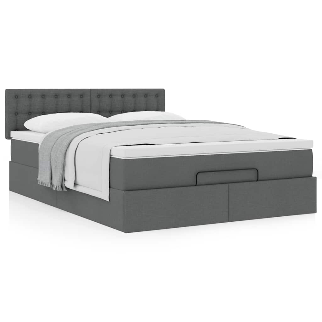 vidaXL Lit ottoman avec matelas gris foncé 140x190 cm tissu