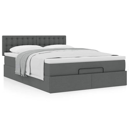 vidaXL Lit ottoman avec matelas gris foncé 140x190 cm tissu