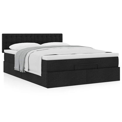 vidaXL Ottoman-Bett mit Matratze Schwarz 140x190 cm Stoff