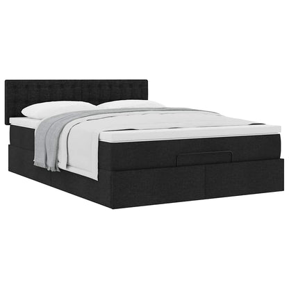 vidaXL Ottoman-Bett mit Matratze Schwarz 140x190 cm Stoff