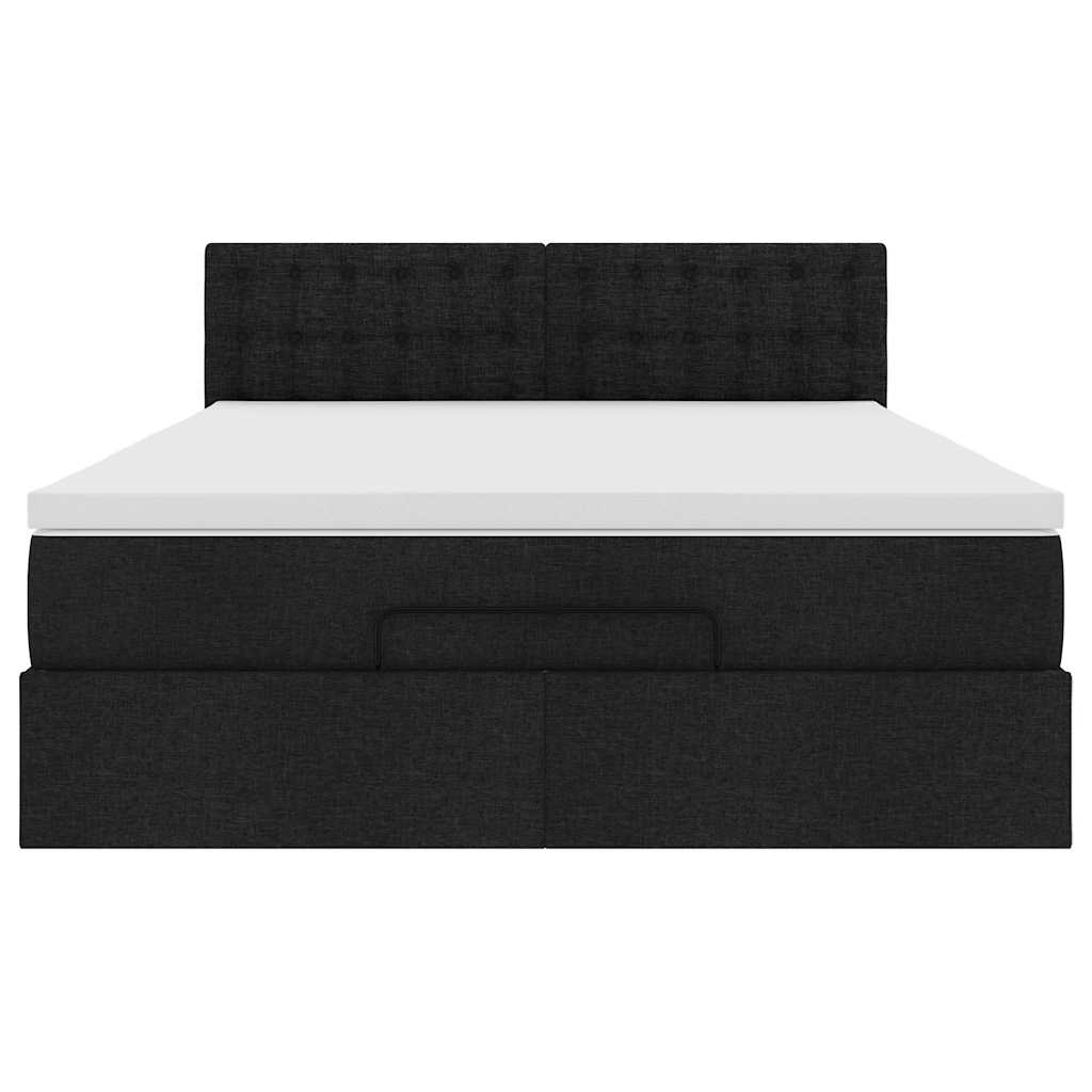 vidaXL Ottoman-Bett mit Matratze Schwarz 140x190 cm Stoff