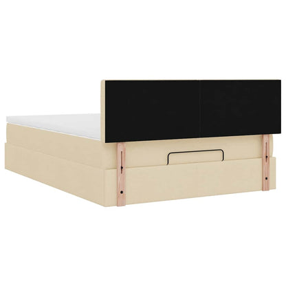 vidaXL Ottoman-Bett mit Matratze Creme 140x190 cm Stoff