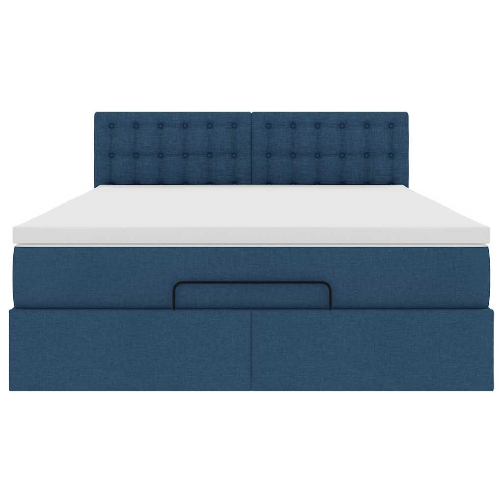 vidaXL Ottoman-Bett mit Matratze Blau 140x190 cm Stoff