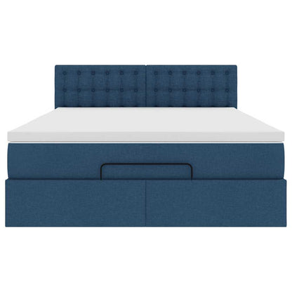 vidaXL Ottoman-Bett mit Matratze Blau 140x190 cm Stoff