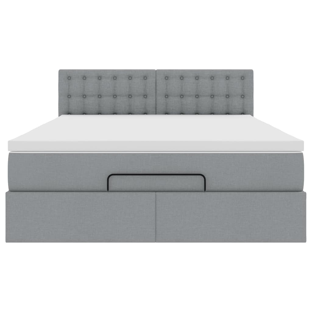 vidaXL Ottoman-Bett mit Matratze Hellgrau 140x200 cm Stoff