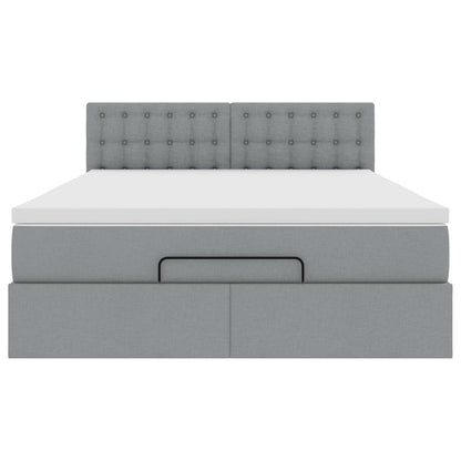 vidaXL Ottoman-Bett mit Matratze Hellgrau 140x200 cm Stoff