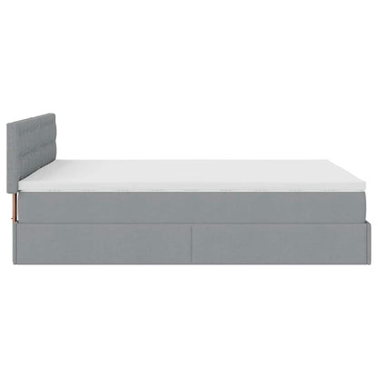 vidaXL Ottoman-Bett mit Matratze Hellgrau 140x200 cm Stoff