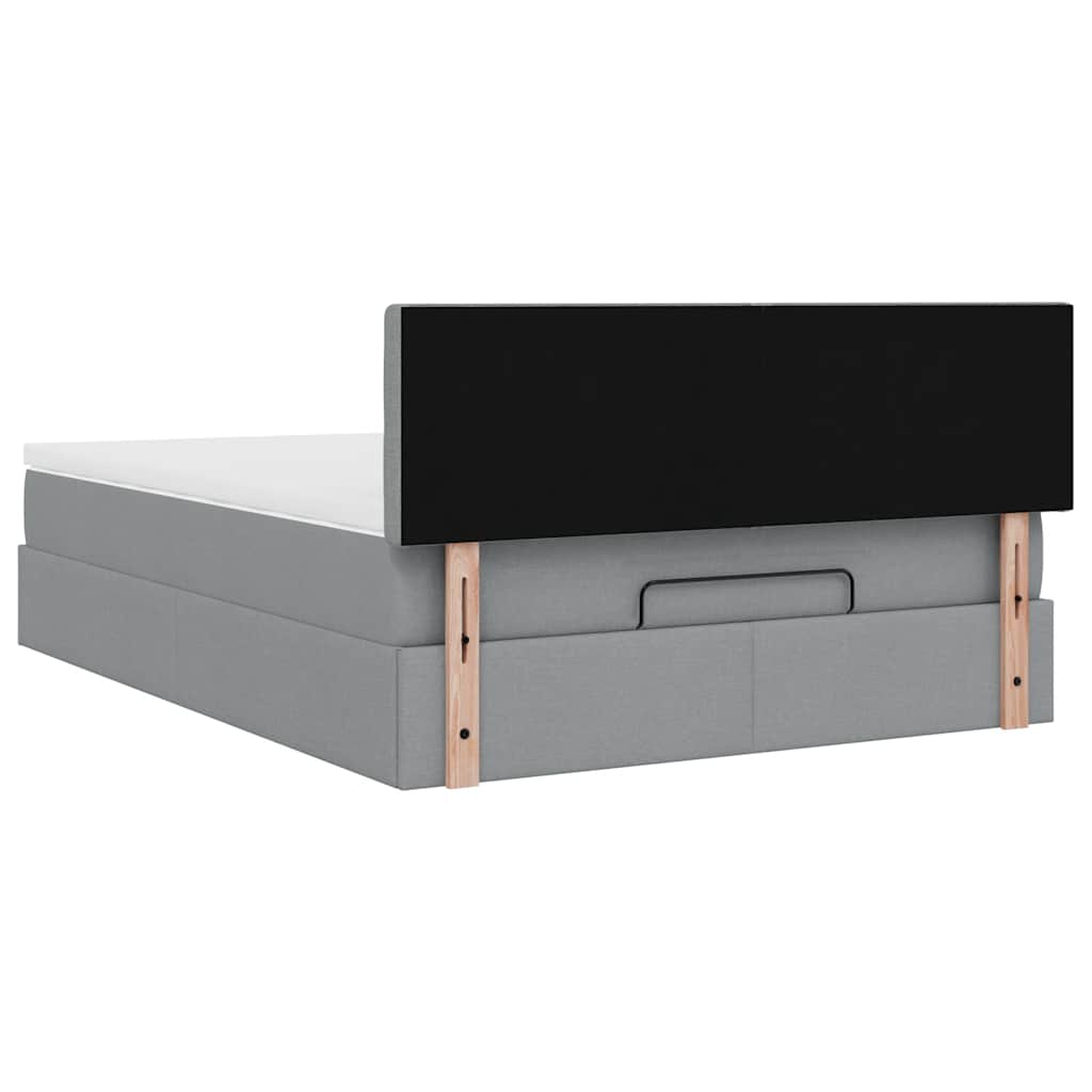 vidaXL Ottoman-Bett mit Matratze Hellgrau 140x200 cm Stoff