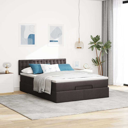 Ottoman-Bett mit Matratze Dunkelbraun 140x200 cm Stoff