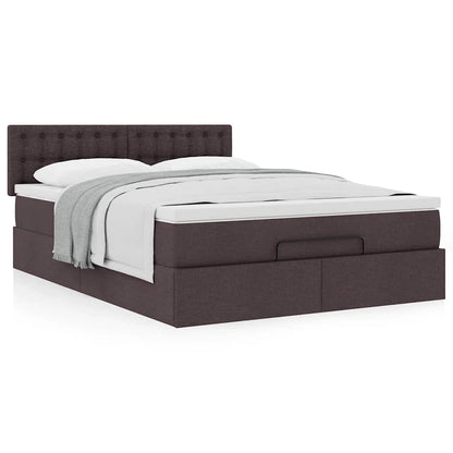 vidaXL Ottoman-Bett mit Matratze Dunkelbraun 140x200 cm Stoff