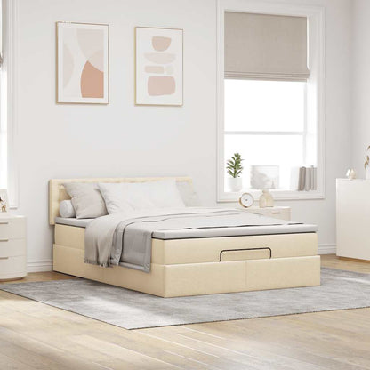vidaXL Lit Ottoman avec matelas Crème 140x200 cm Tissu