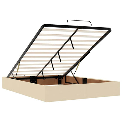 vidaXL Lit Ottoman avec matelas Crème 140x200 cm Tissu