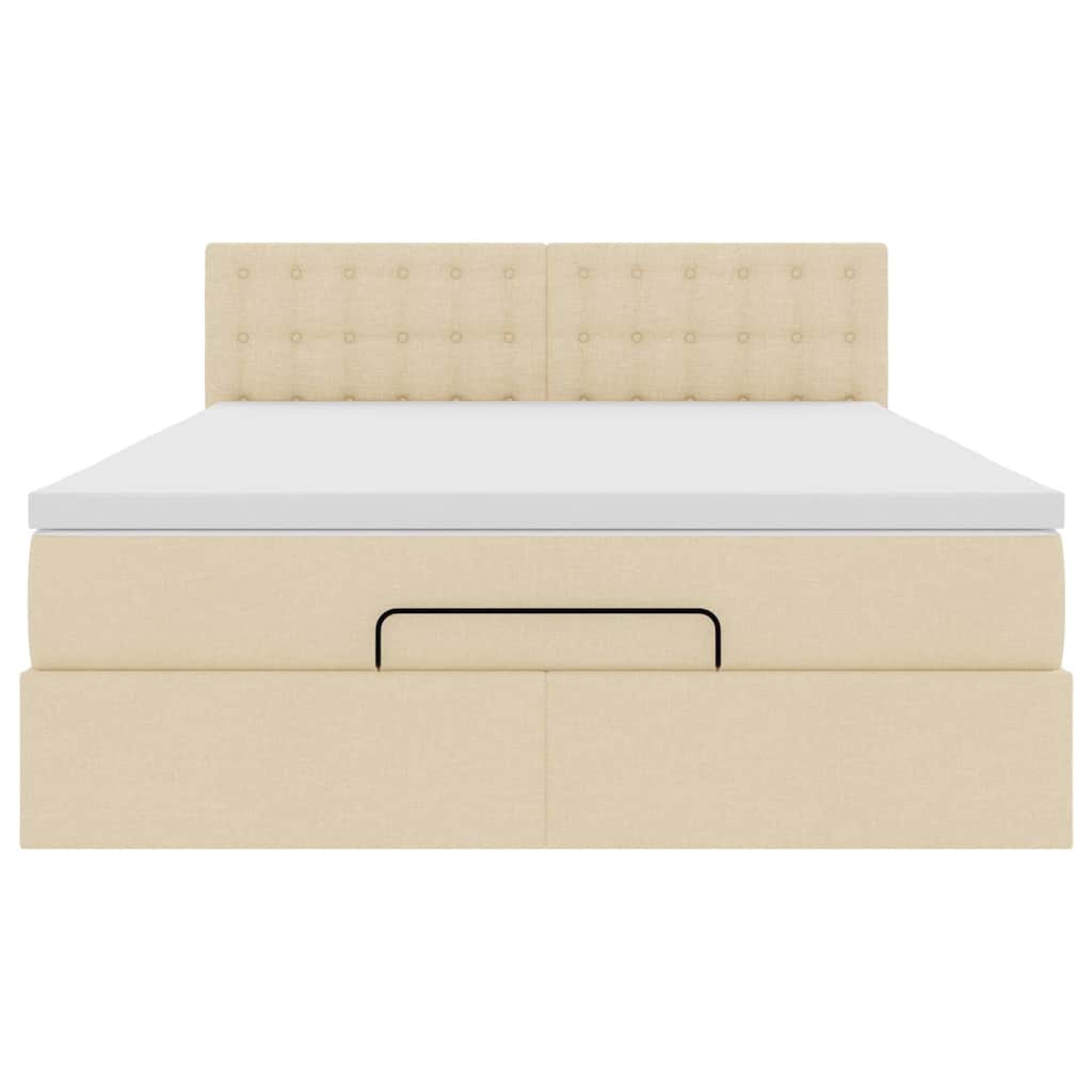 vidaXL Lit Ottoman avec matelas Crème 140x200 cm Tissu