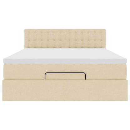 vidaXL Lit Ottoman avec matelas Crème 140x200 cm Tissu