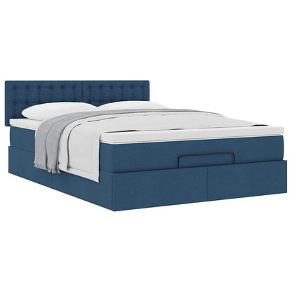 vidaXL Ottoman-Bett mit Matratze Blau 140x200 cm Stoff