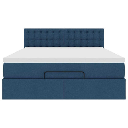 vidaXL Ottoman-Bett mit Matratze Blau 140x200 cm Stoff