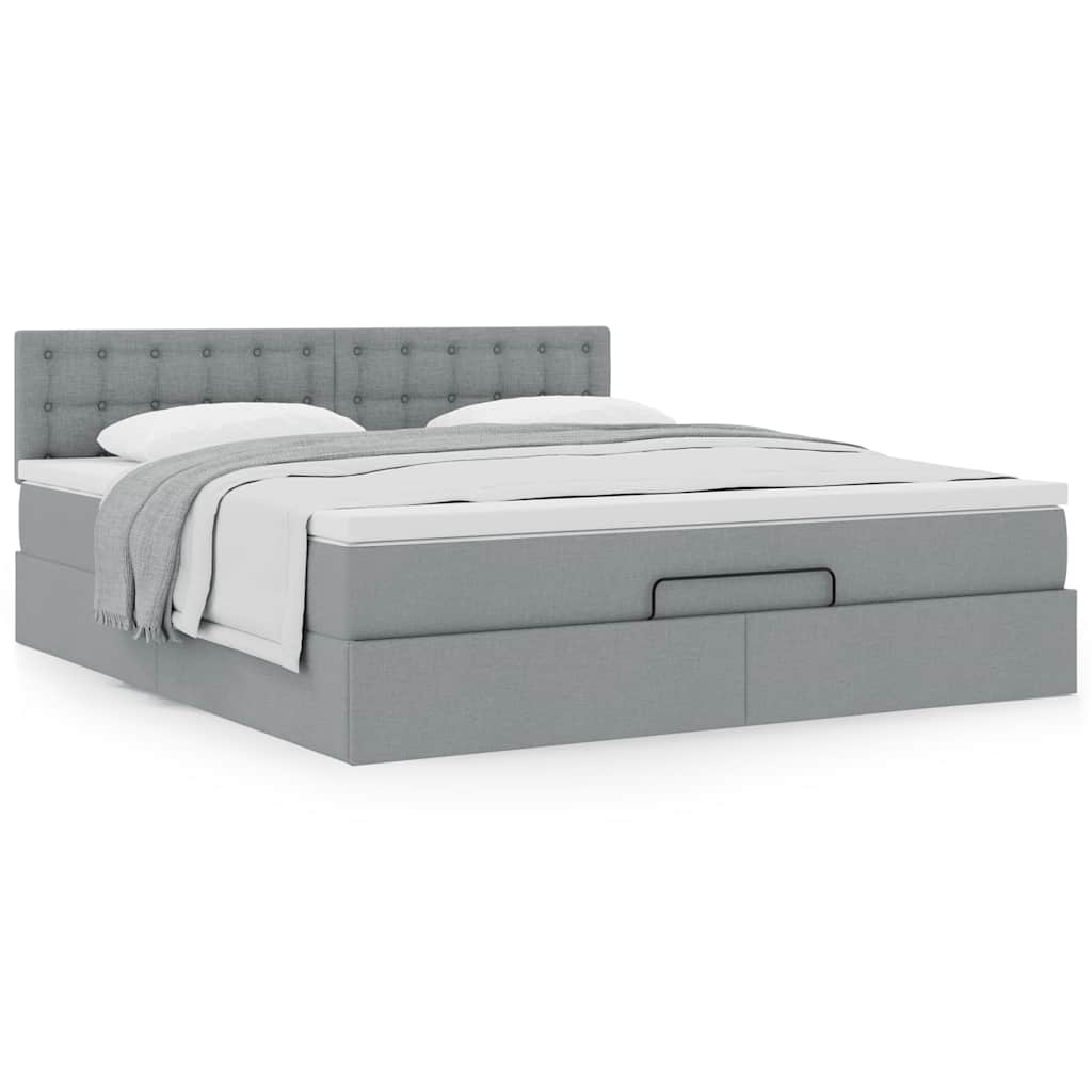 vidaXL Lit ottoman avec matelas gris clair 160x200 cm Tissu