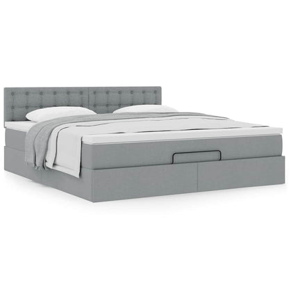 vidaXL Lit ottoman avec matelas gris clair 160x200 cm Tissu