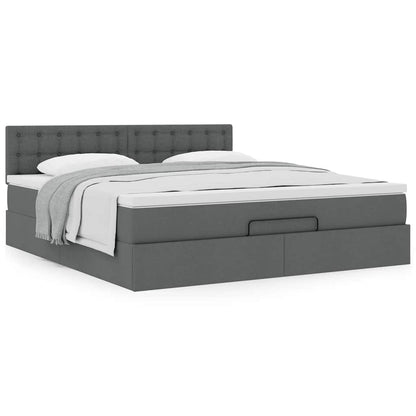 vidaXL Ottoman-Bett mit Matratze Dunkelgrau 160x200 cm Stoff