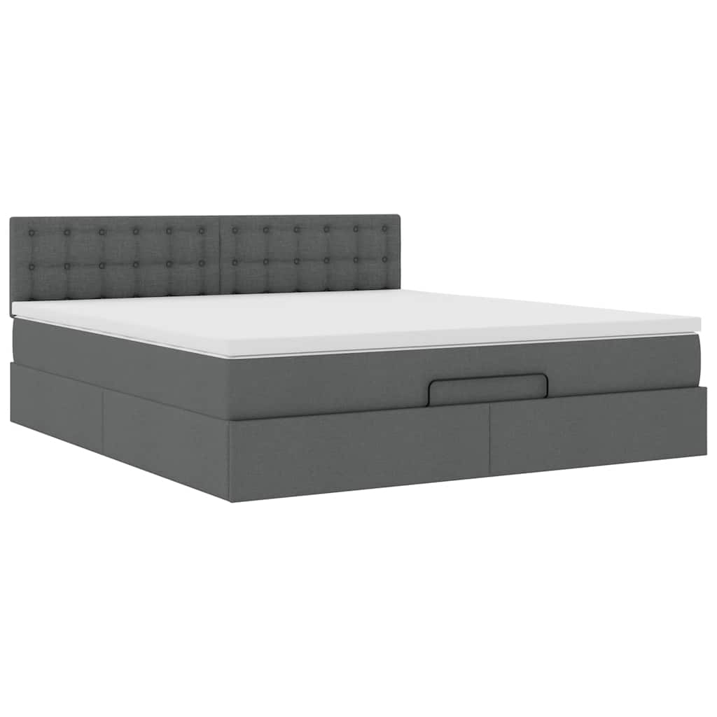 vidaXL Ottoman-Bett mit Matratze Dunkelgrau 160x200 cm Stoff