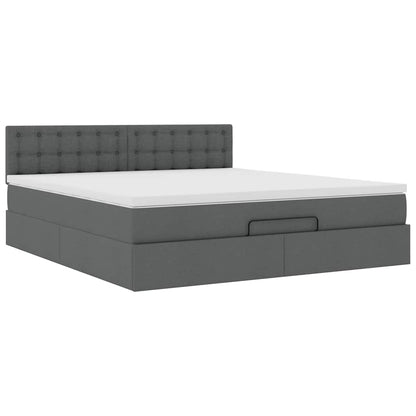 vidaXL Ottoman-Bett mit Matratze Dunkelgrau 160x200 cm Stoff