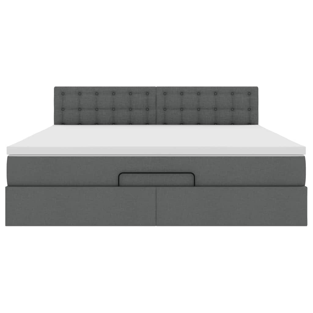 vidaXL Ottoman-Bett mit Matratze Dunkelgrau 160x200 cm Stoff