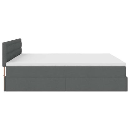 vidaXL Ottoman-Bett mit Matratze Dunkelgrau 160x200 cm Stoff