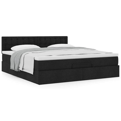 vidaXL Ottoman-Bett mit Matratze Schwarz 160x200 cm Stoff