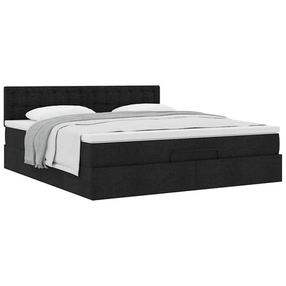vidaXL Ottoman-Bett mit Matratze Schwarz 160x200 cm Stoff