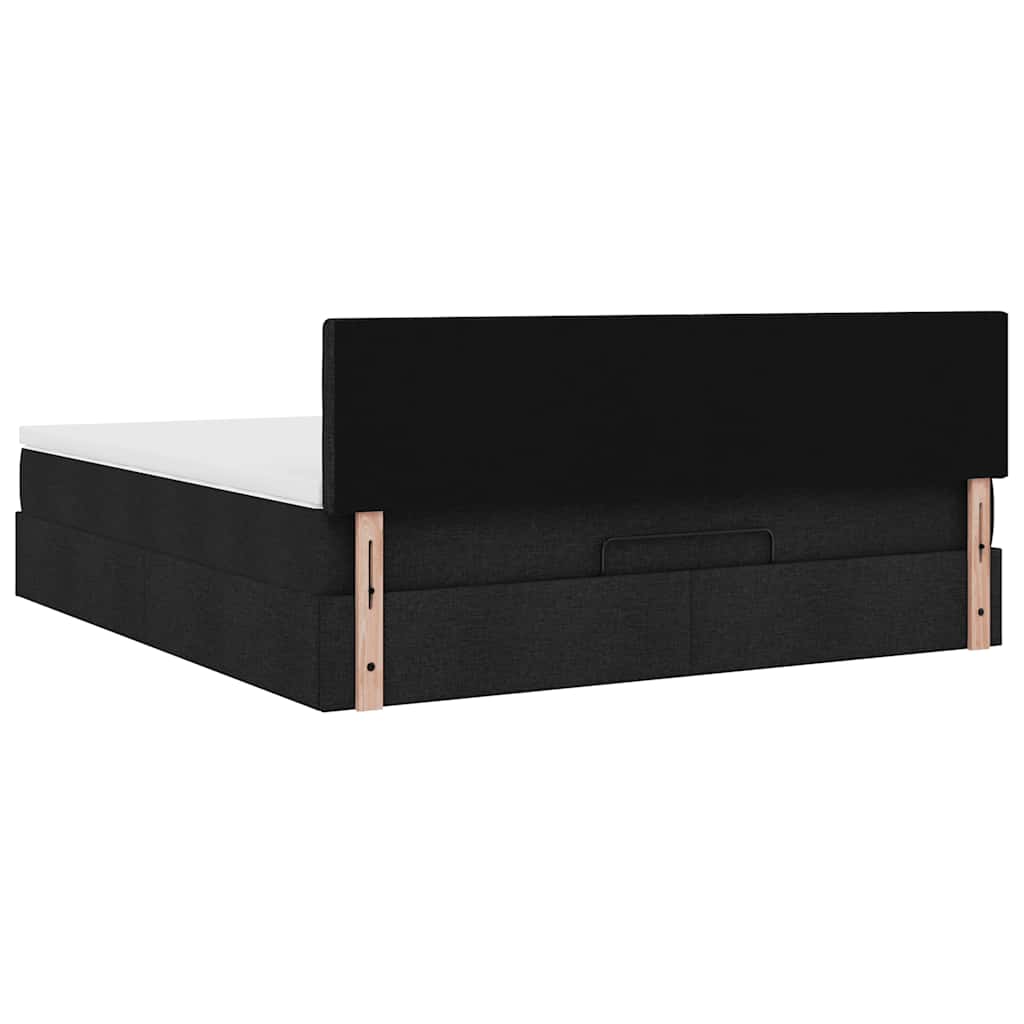 vidaXL Ottoman-Bett mit Matratze Schwarz 160x200 cm Stoff