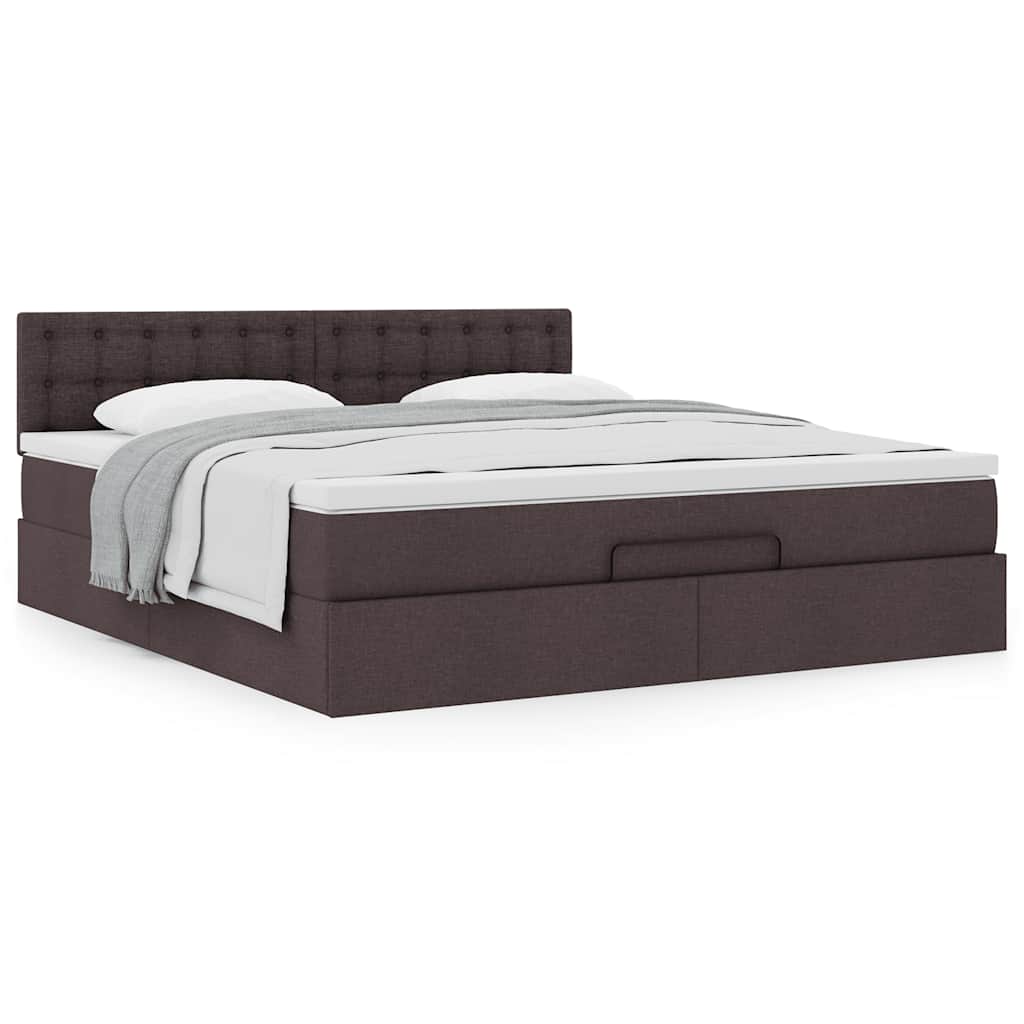 vidaXL Ottoman-Bett mit Matratze Dunkelbraun 160x200 cm Stoff