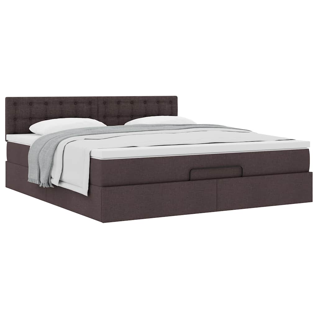 vidaXL Ottoman-Bett mit Matratze Dunkelbraun 160x200 cm Stoff