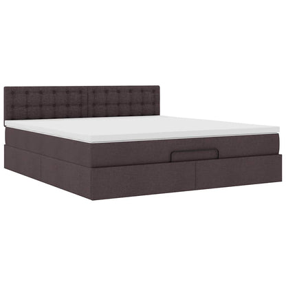 vidaXL Ottoman-Bett mit Matratze Dunkelbraun 160x200 cm Stoff