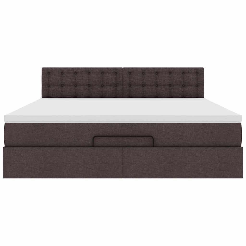 vidaXL Ottoman-Bett mit Matratze Dunkelbraun 160x200 cm Stoff
