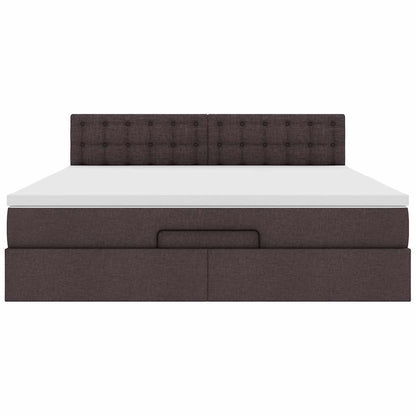 vidaXL Ottoman-Bett mit Matratze Dunkelbraun 160x200 cm Stoff