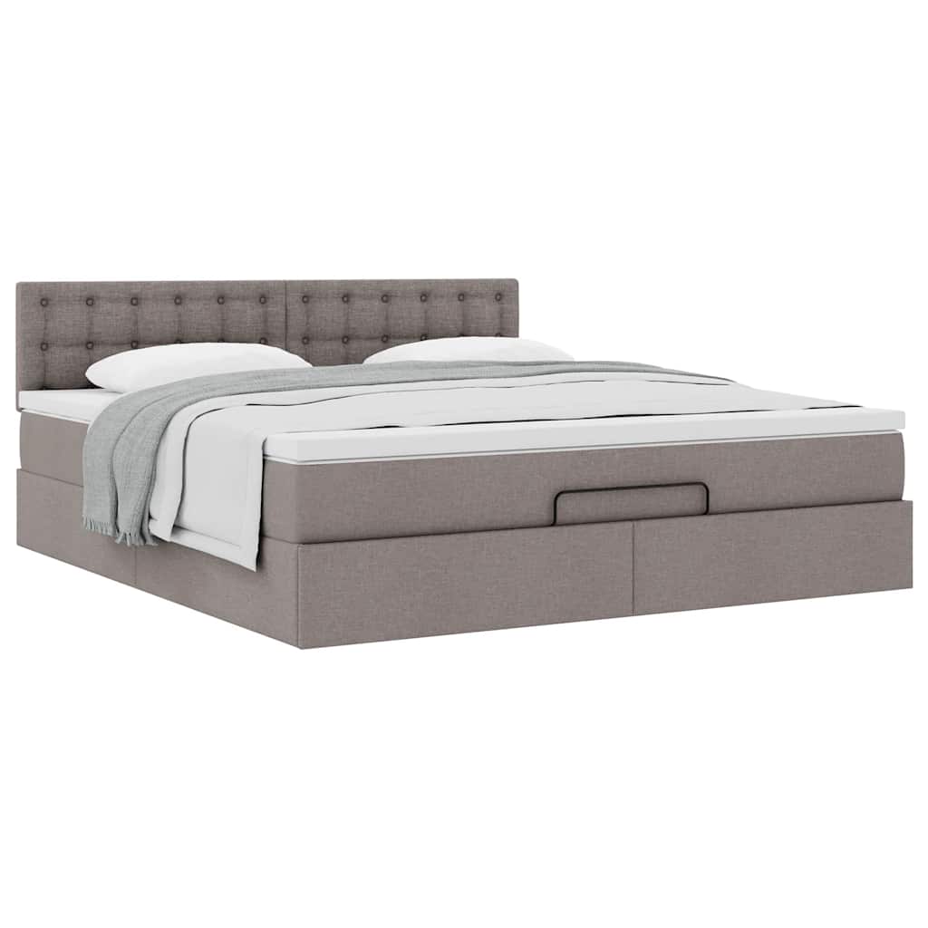 vidaXL Ottoman-Bett mit Matratze Taupe 160x200 cm Stoff