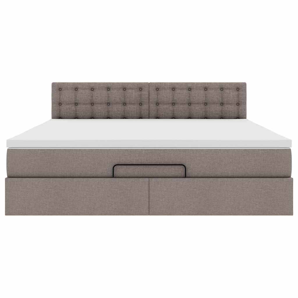 vidaXL Ottoman-Bett mit Matratze Taupe 160x200 cm Stoff
