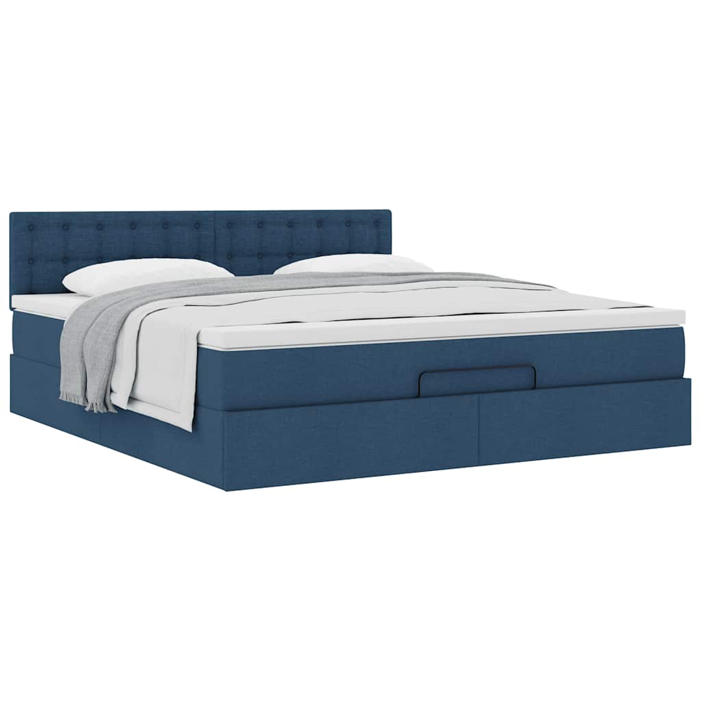 vidaXL Ottoman-Bett mit Matratze Blau 160x200 cm Stoff