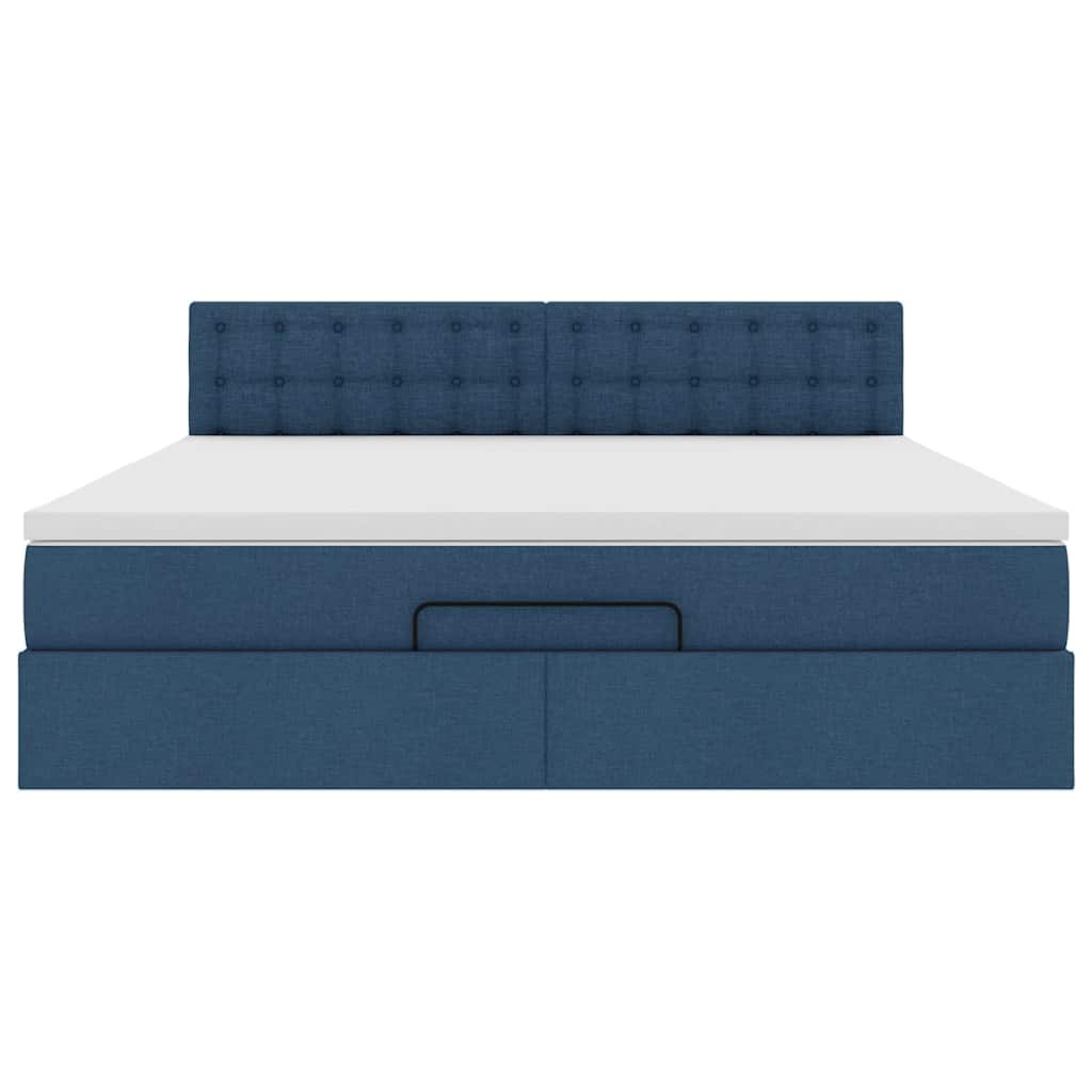 vidaXL Ottoman-Bett mit Matratze Blau 160x200 cm Stoff