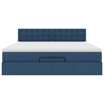 vidaXL Ottoman-Bett mit Matratze Blau 160x200 cm Stoff